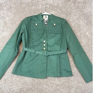 NEW Alice's Pig Polly's Parka Emerald Green Belted Jacket Leopard Lining 6 Coat